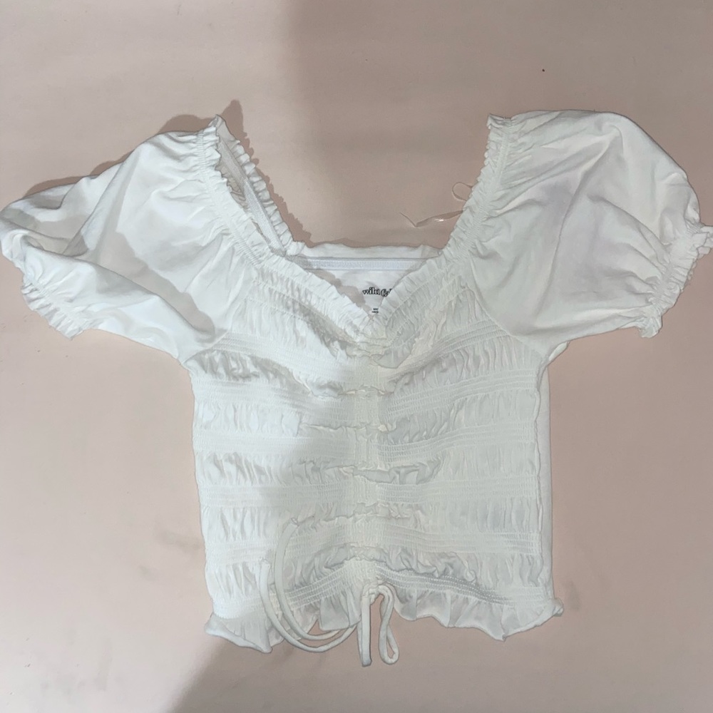 Runched white crop top